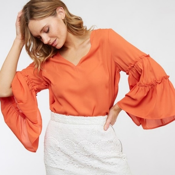 🔴 SALE🔴 🎶 Bell Sleeve Top V-Neck Boho Vibrant - Picture 3 of 3